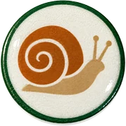 Snail hat button side patch: a snail on a white domed button. Insects & Bugs collection.