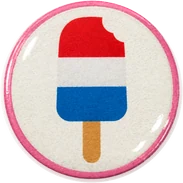 Popsicle hat button side patch: a popsicle on a white domed button. Candy & Sweets collection.