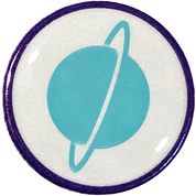 Uranus hat button side patch: a planet Uranus on a white domed button. Solar System collection.