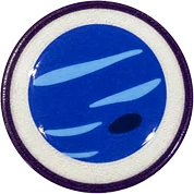 Neptune hat button side patch: a planet Neptune on a white domed button. Solar System collection.