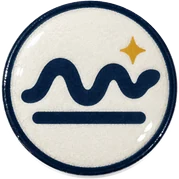 Ophiuchus hat button side patch: an Ophiuchus, the 13th sign, serpent-bearer glyph. Zodiac collection.