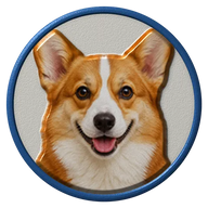 Pembroke Welsh Corgi hat button side patch: a realistic Pembroke Welsh Corgi portrait. Dogs collection.