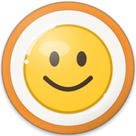 Smiley hat button side patch: a classic smiley face emoji on a white domed button. Emoji collection.