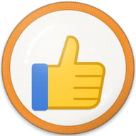 Thumbs up hat button side patch: a thumbs-up hand emoji on a white domed button. Emoji collection.