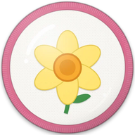 Daffodil hat button side patch: a daffodil, March's birth flower on a white domed button. Birth-Month Flowers collection.