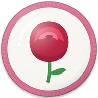 Rose hat button side patch: a rose, June's birth flower on a white domed button. Birth-Month Flowers collection.