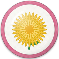 Chrysanthemum hat button side patch: a chrysanthemum, November's birth flower. Birth-Month Flowers collection.