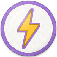 Lightning bolt hat button side patch: a lightning bolt on a white domed button. Hearts, Rainbows & Unicorns collection.