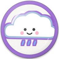 Cloud hat button side patch: a puffy cloud on a white domed button. Hearts, Rainbows & Unicorns collection.