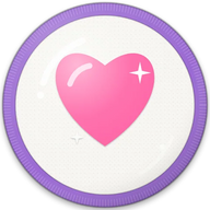Heart hat button side patch: a bold heart on a white domed button. Hearts, Rainbows & Unicorns collection.