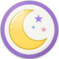 Moon & stars hat button side patch: a crescent moon with stars. Hearts, Rainbows & Unicorns collection.