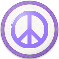 Peace sign hat button side patch: a peace sign on a white domed button. Hearts, Rainbows & Unicorns collection.