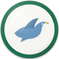 Dove hat button side patch: a dove on a white domed button. Luck, Faith & Causes collection.