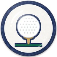 Golf hat button side patch: a golf on a white domed button. Sports collection.