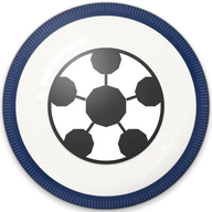 Soccer hat button side patch: a soccer ball on a white domed button. Sports collection.