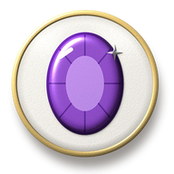 Amethyst hat button side patch: a faceted amethyst gem, February's birthstone. Birthstones collection.