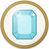 Aquamarine hat button side patch: a faceted aquamarine gem, March's birthstone. Birthstones collection.