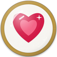 Ruby hat button side patch: a faceted ruby gem, July's birthstone on a white domed button. Birthstones collection.