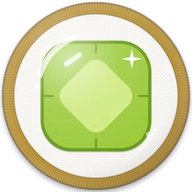 Peridot hat button side patch: a faceted peridot gem, August's birthstone on a white domed button. Birthstones collection.