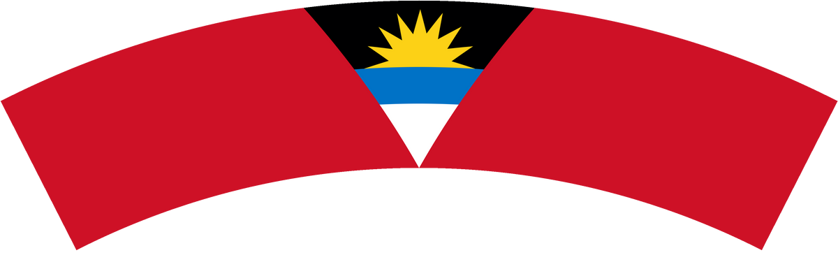Antigua and Barbuda flag rear patch, curved for the back of a cap