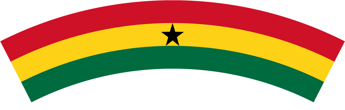 Ghana flag rear patch, curved for the back of a cap