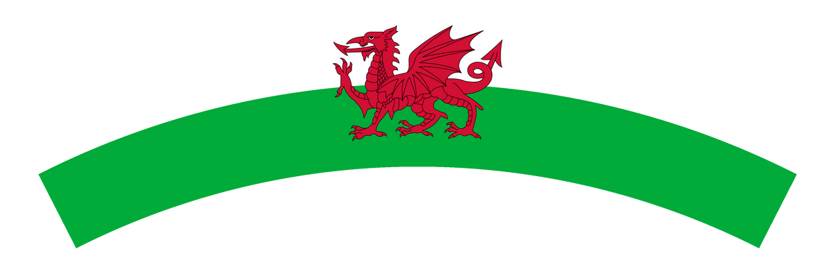 Wales flag rear patch, curved for the back of a cap