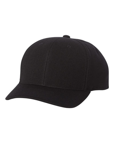 Flexfit 110P Cool and Dry mini-pique cap in black, front view