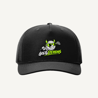 Golf Demons black Richardson 355 rope hat, Demon logo, front