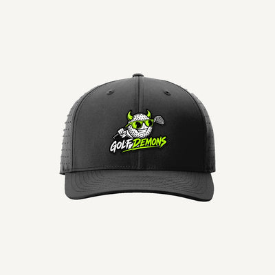 Golf Demons black Richardson 632 hat, Demon logo, front