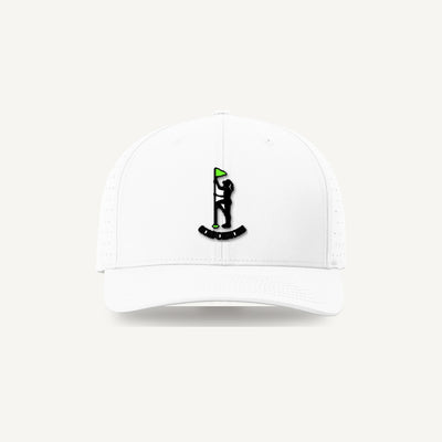 Golf Demons Flag Girl patch on a Richardson 632 hat in White — front