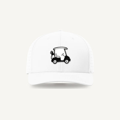 Golf Demons Sketch Cart patch on a Richardson 632 hat in White — front