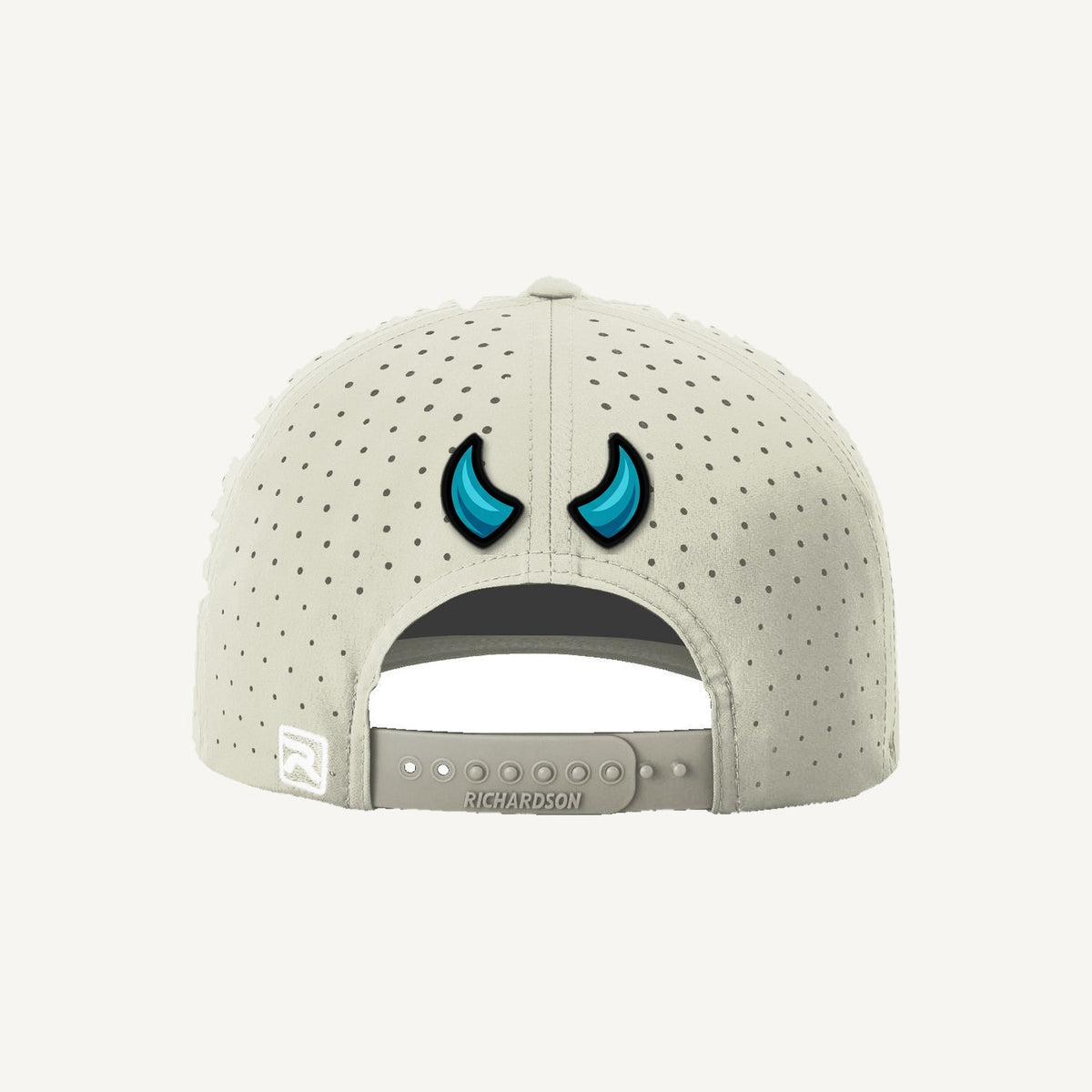 Golf Demons Stone Age on a Richardson 632 hat in Oat Milk — back