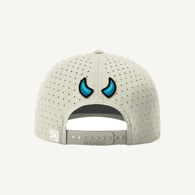 Golf Demons Stone Age on a Richardson 632 hat in Oat Milk — back