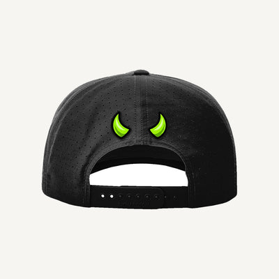 Golf Demons Bob and Crossed Clubs on a Richardson 355 hat in Black/Black-Grey — back