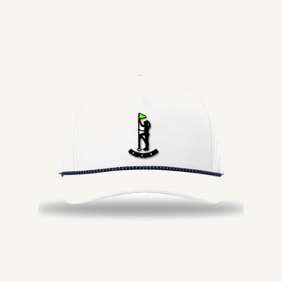 Golf Demons Flag Girl patch on a Richardson 355 hat in White/White-Black — front