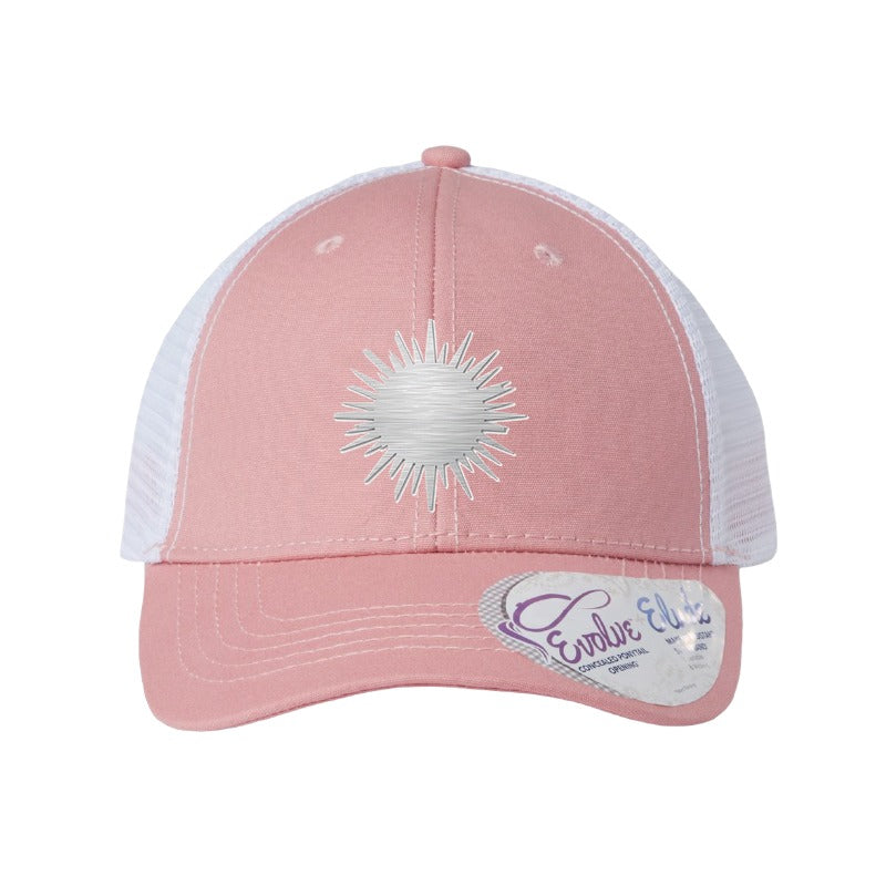 Abingdon fireworks patch hat — Dusty Rose/White (Ponytail)