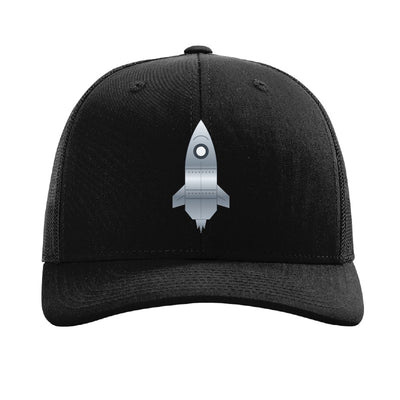 Steel rocket patch trucker hat, Boca Chica Texas - Black