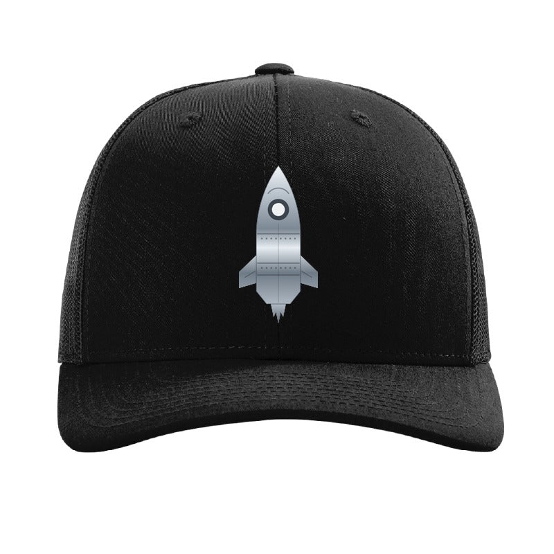 Steel rocket patch trucker hat, Boca Chica Texas - Black