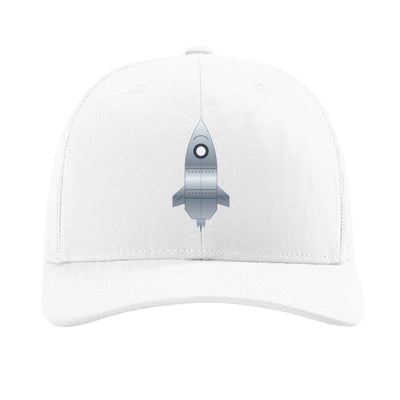 Steel rocket patch trucker hat, Boca Chica Texas - White