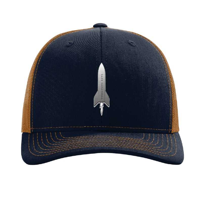 Cape Canaveral Rocket patch hat — Navy/Caramel