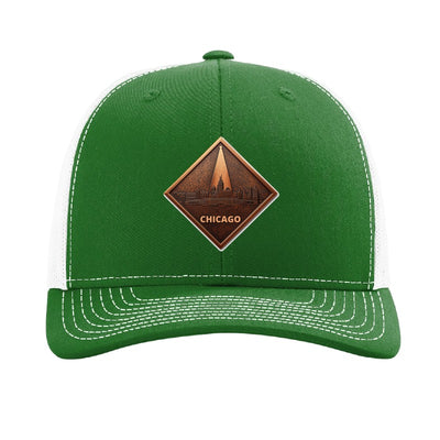 Chicago Skyline Spotlight patch hat — Kelly Green/White
