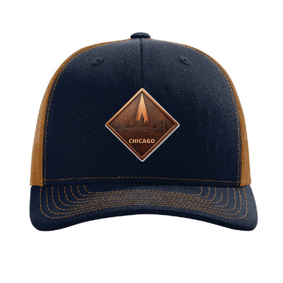 Chicago Skyline Spotlight patch hat — Navy/Caramel