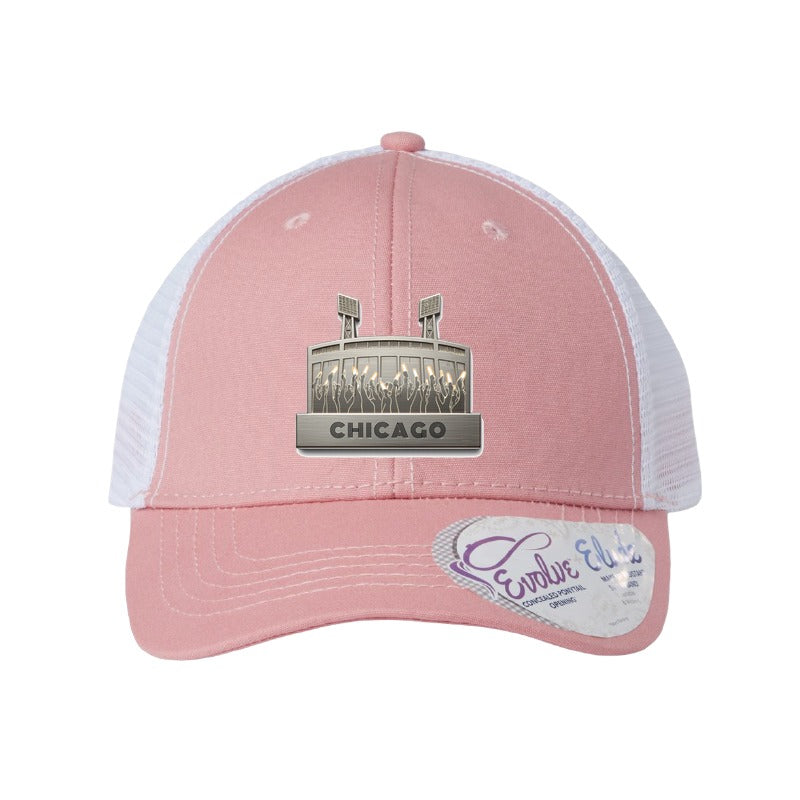 Chicago Soldier Field patch hat — Dusty Rose/White (Ponytail)