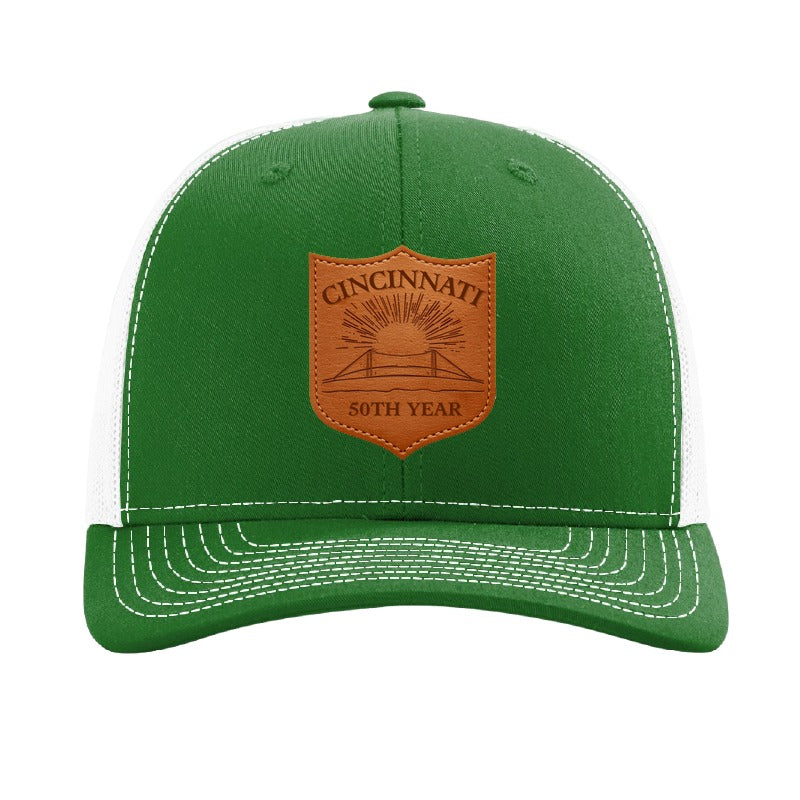 Cincinnati fireworks patch hat — Kelly Green/White