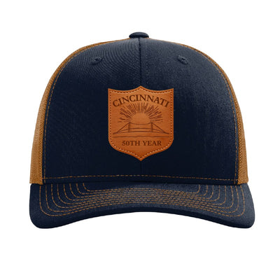 Cincinnati fireworks patch hat — Navy/Caramel