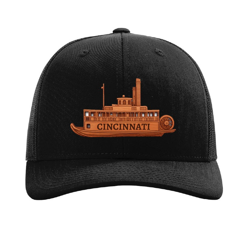 Cincinnati riverboat patch hat — Black