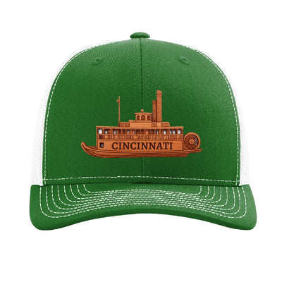 Cincinnati riverboat patch hat — Kelly Green/White