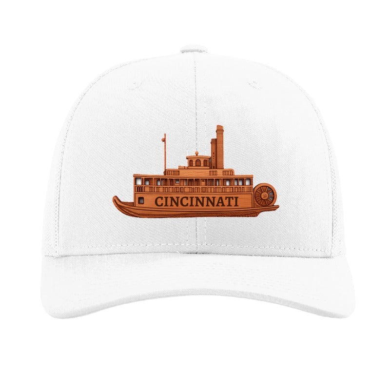 Cincinnati riverboat patch hat — White