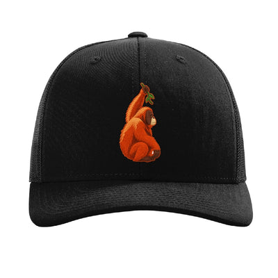 Embroidered orangutan patch trucker hat, Cleveland - Black