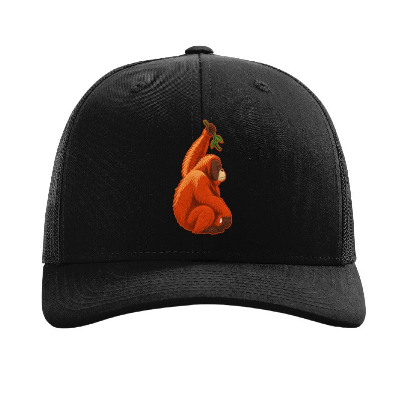 Embroidered orangutan patch trucker hat, Cleveland - Black